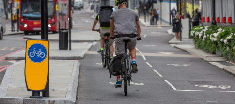 Cyclist in cycle lane