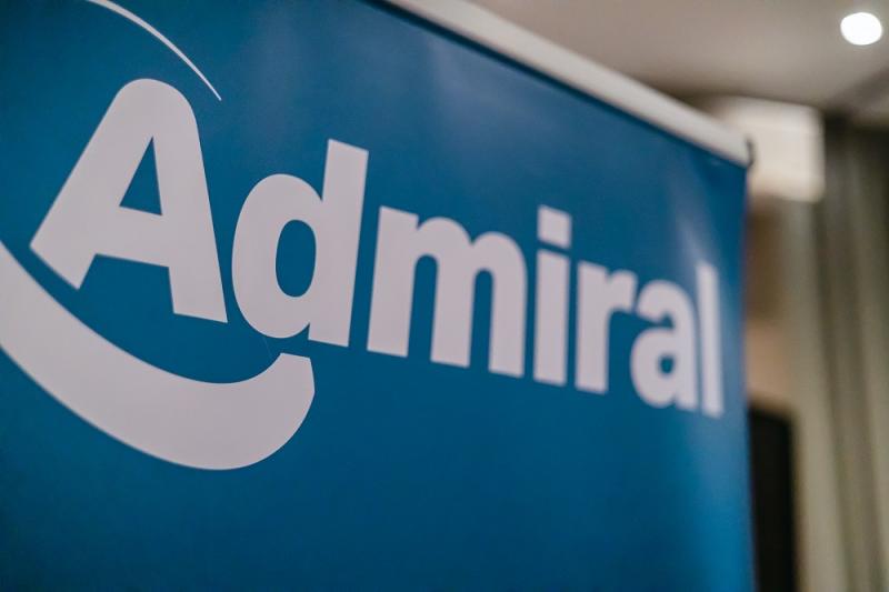 Admiral logo in white text on a blue banner