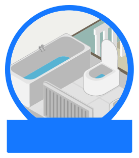 A bathtub and toilet with home insurance cover