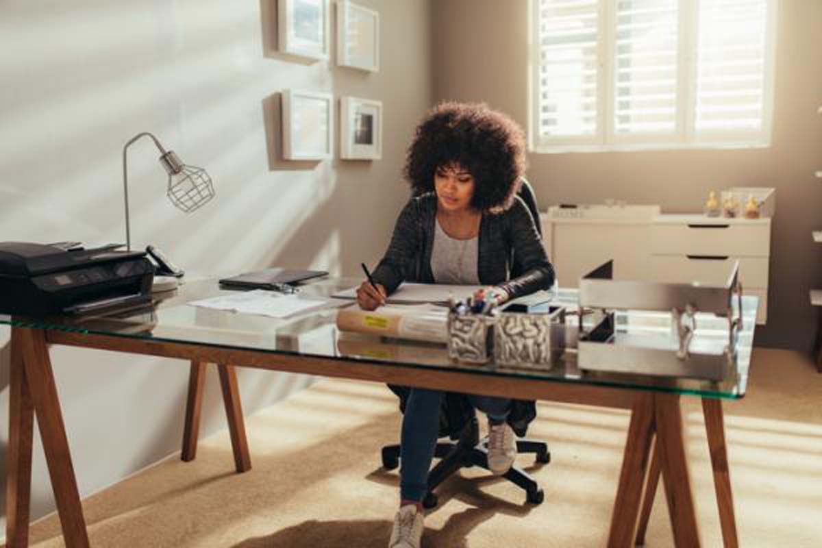 Girl at home desk