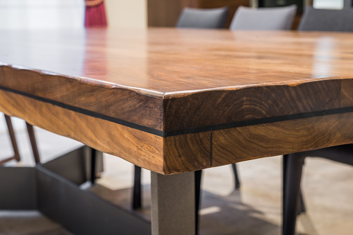 The corner of a table