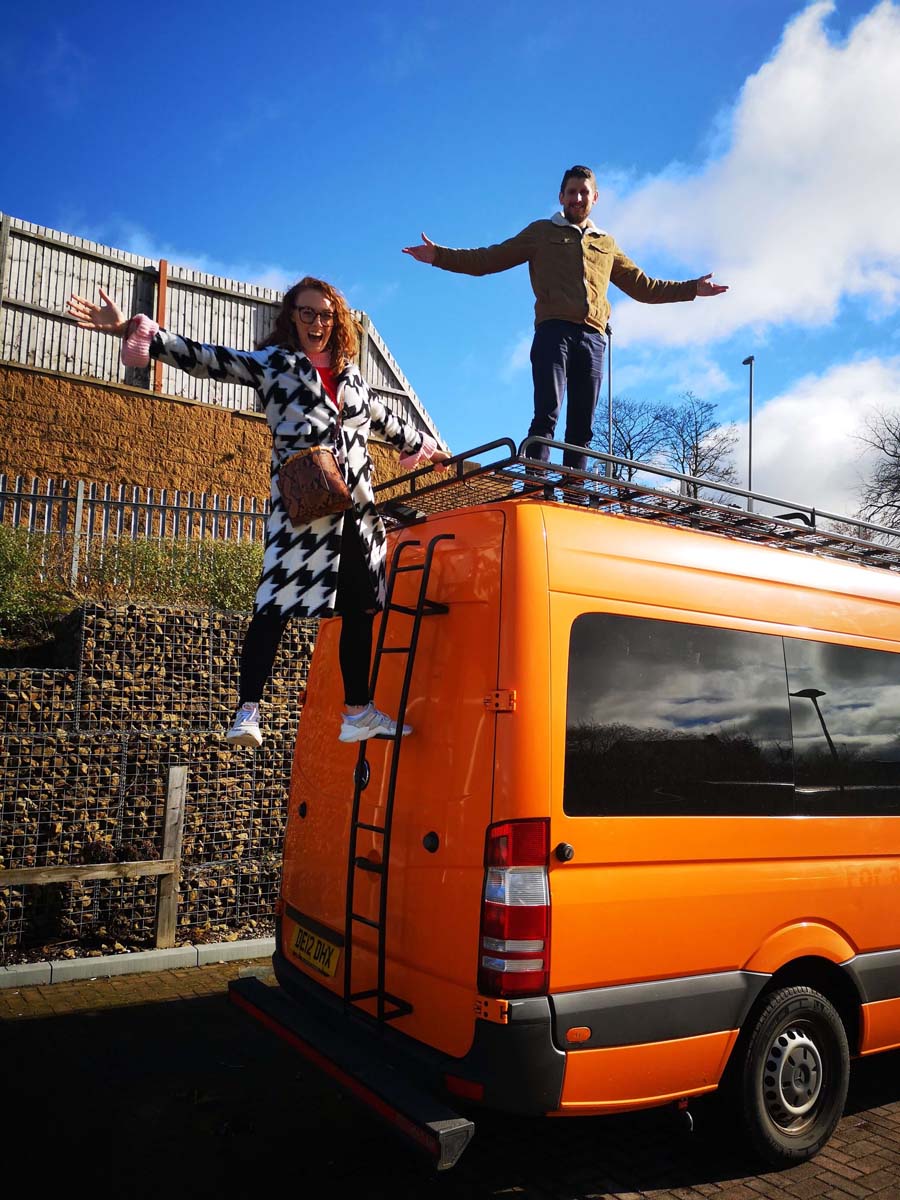 Courtney and James with their van