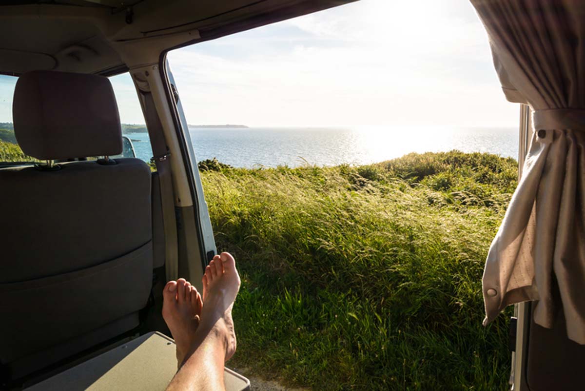 Feet in back of camper