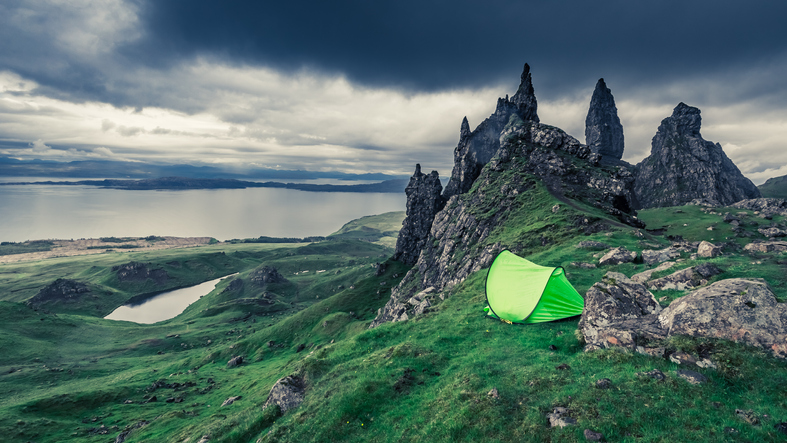 Tent in Old Man of Storr,