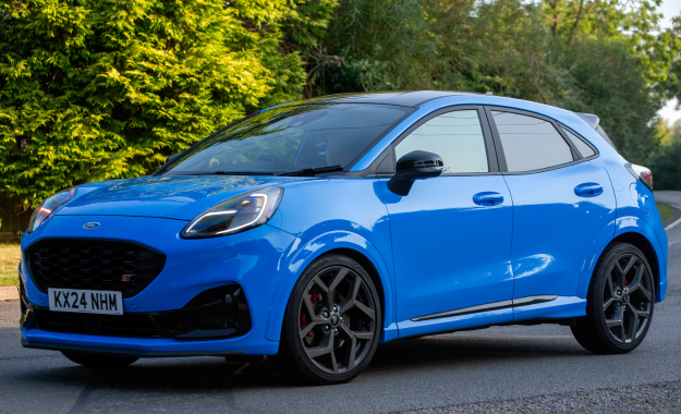 blue ford puma gen e on road