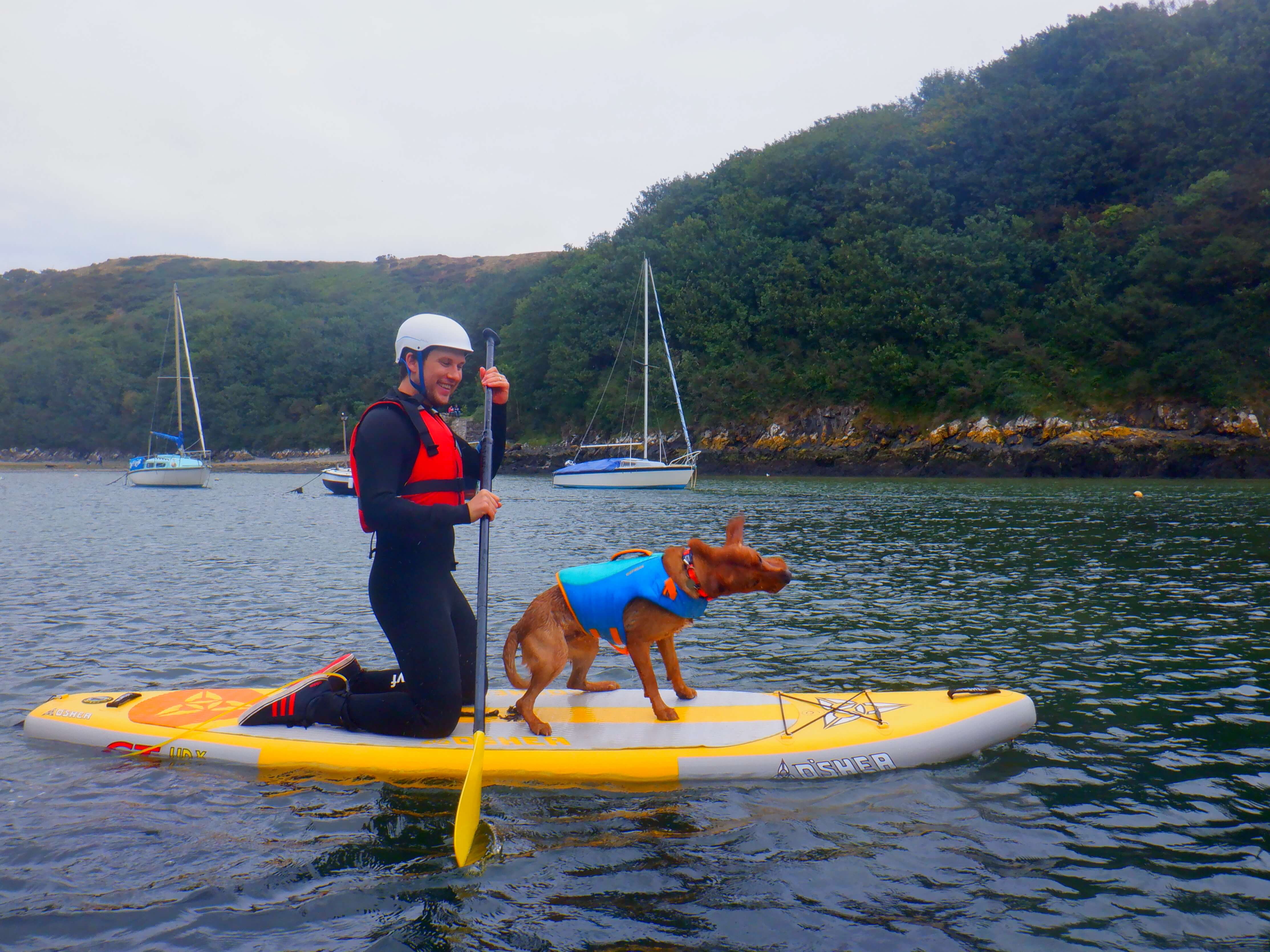 sea kayaking with a dog