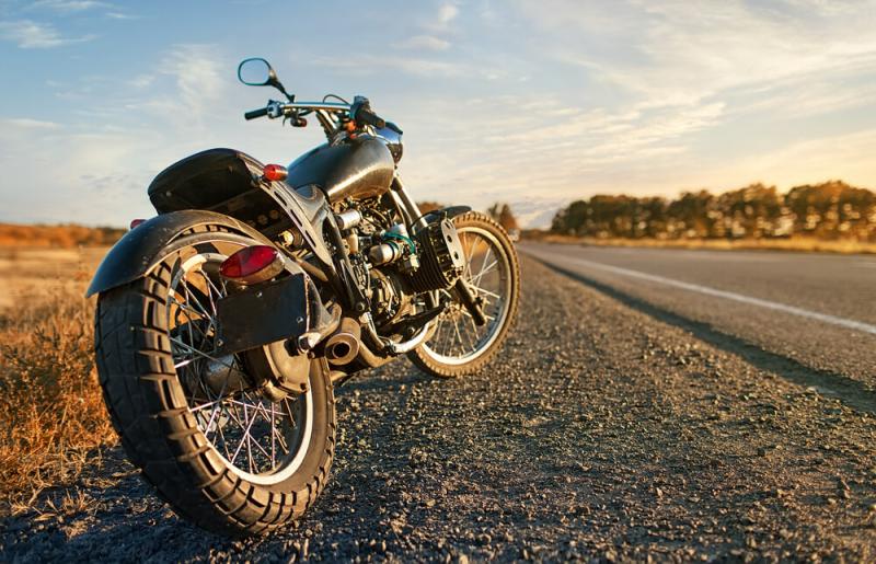 stationary-motorbike-on-road