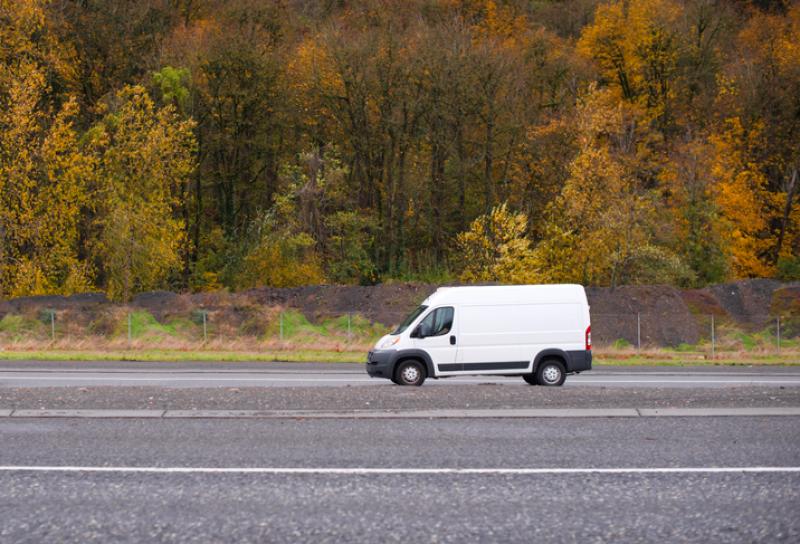 Van on road