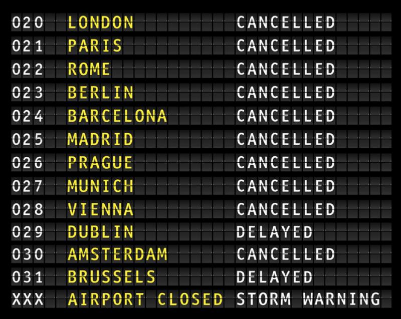 cancelled flight board