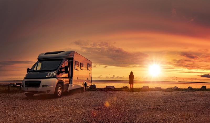 campervan at sunset