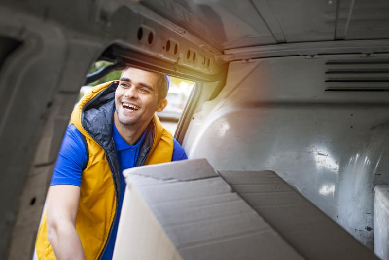 van driver smiling