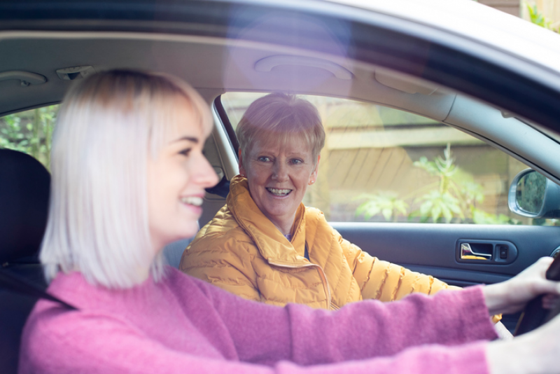 A car driver and passenger