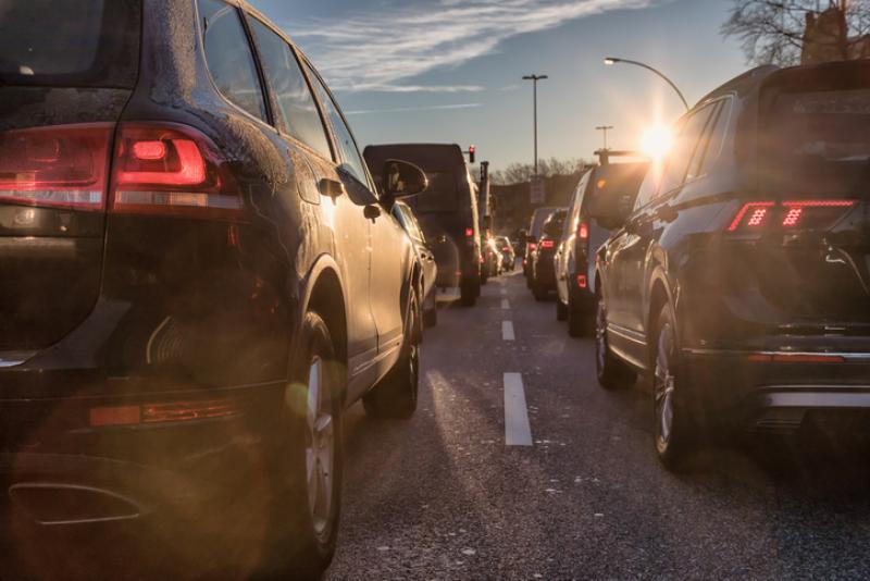 car in traffic jam at rush hour