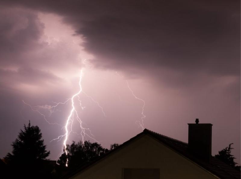 A stormy sky over a house