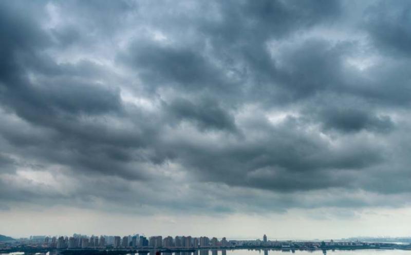 Image of a dark sky over a city