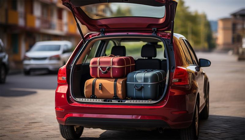 Summer Travel car boot loaded with luggage