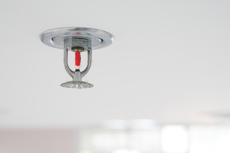 fire sprinkler installed on ceiling