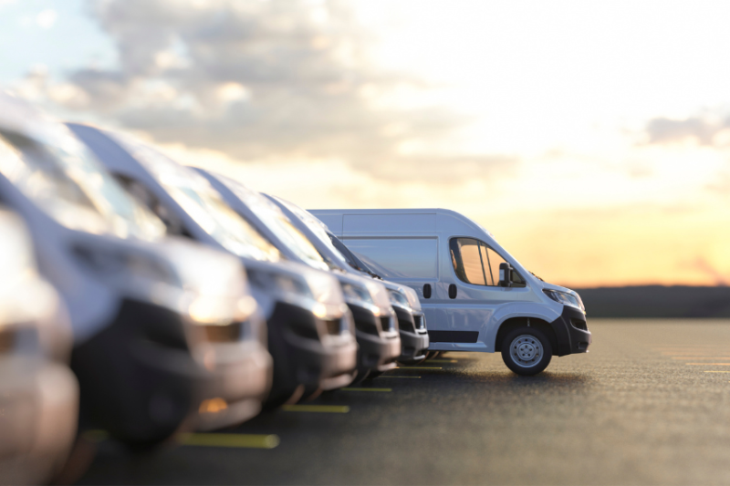 picture of row of vans in car park 