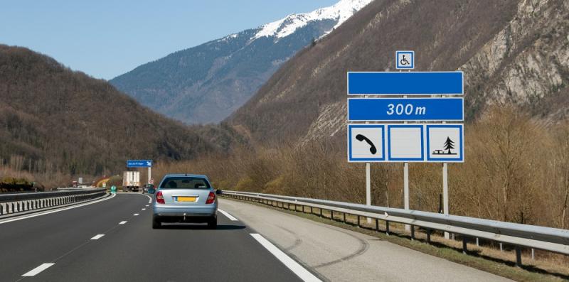 Car driving in France through mountains