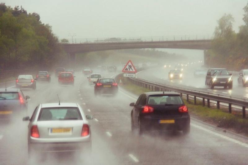 A rainy, foggy motorway 