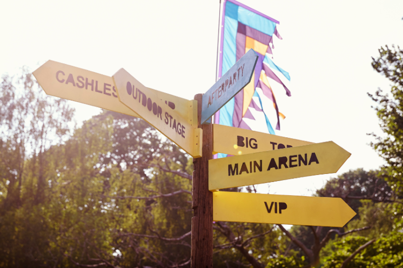 picture of wooden outdoor festival sign post