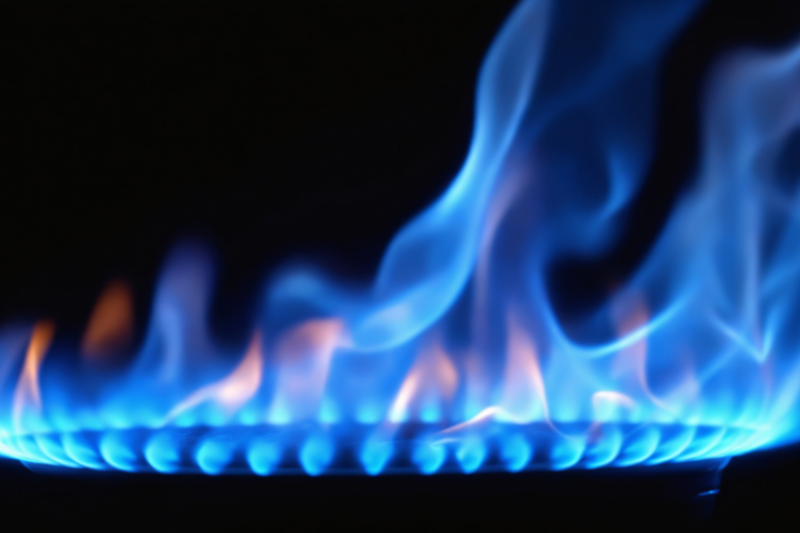 Flames on a gas stove