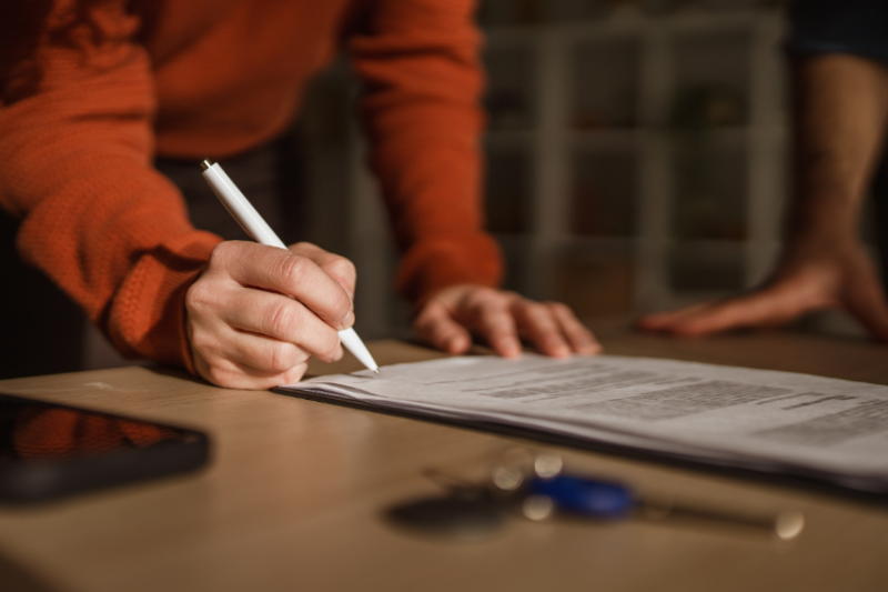 Person signing a tenancy agreement