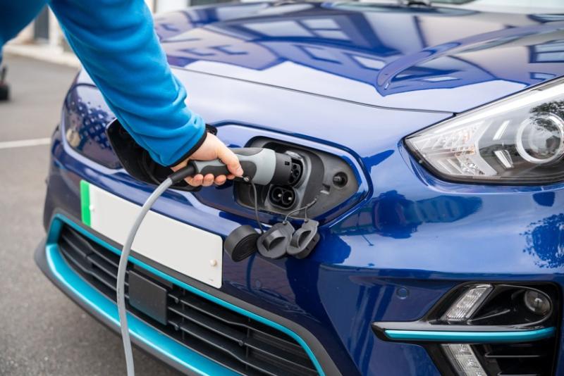Electric car being charged