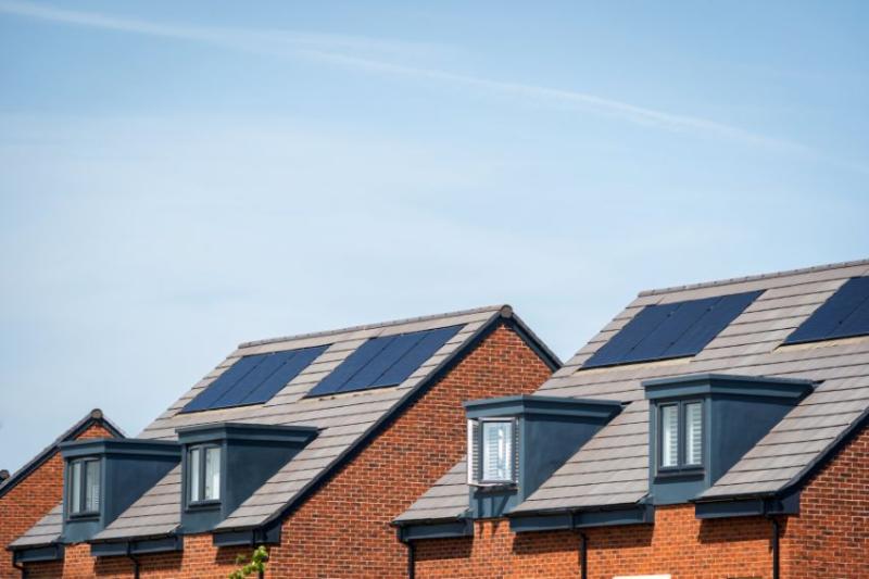 Mounted roof solar panels on new build homes 