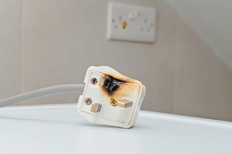 picture of burned plug on its side