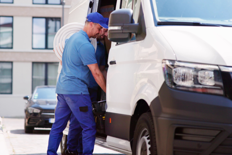 men loading a van