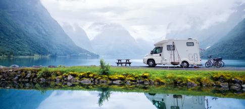 camper next to lake