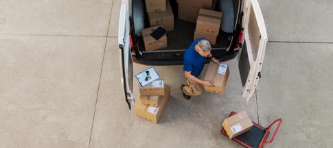 man unloading a van