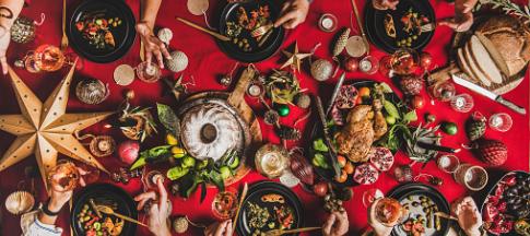 A table of Christmas food