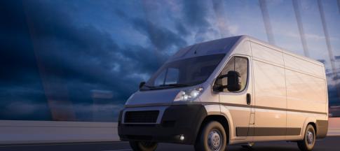 van driving along a road