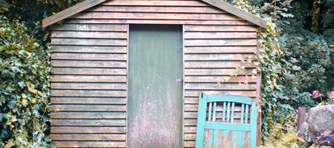 shed at the end of a garden