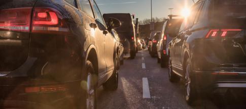 car in traffic jam at rush hour