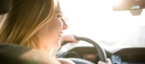 woman driving car
