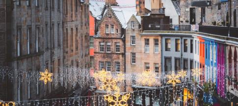 image of city street with christmas decorations