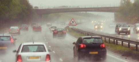 A rainy, foggy motorway 