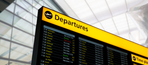 Departures board at an airport