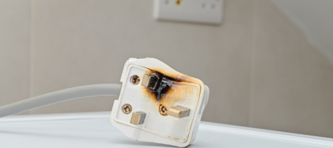 picture of burned plug on its side