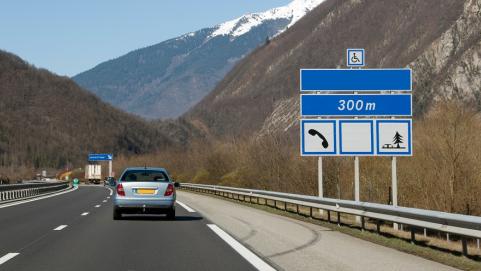 Car driving in France through mountains